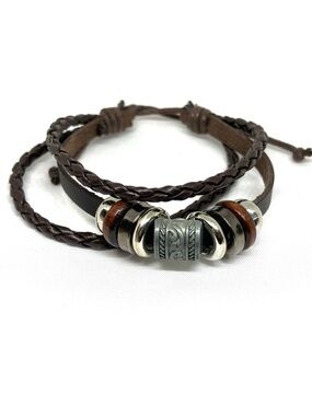 Brown Multi-Strand Leather Bracelet with Silver Accent NWOT